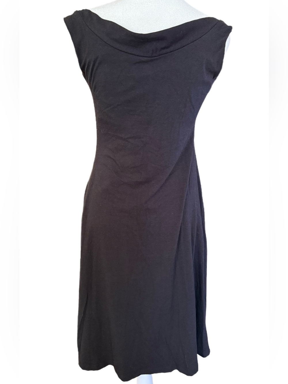 Blue Canoe Organic Cotton Draped Cowl Midi Dress, Size Large, Black - Picture 3 of 4